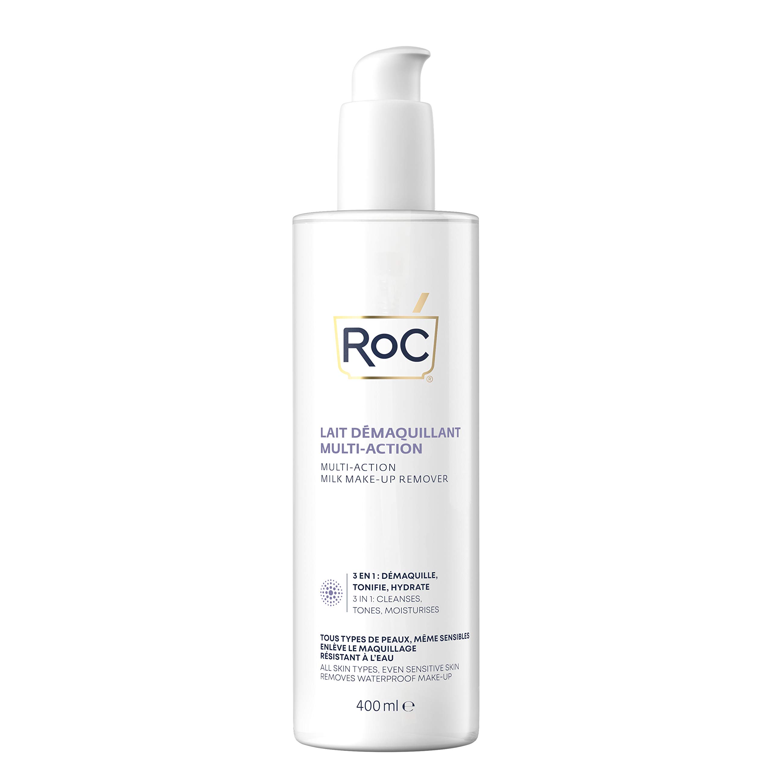 RoC Démaquillant au Lait 3 en 1 Nettoyant Tonifiant Hydrate Tous Types de Peau 400 ml